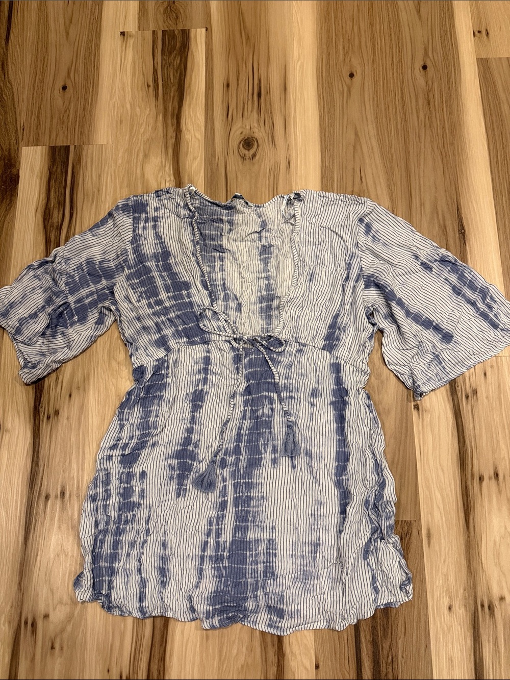 blue island Blue and White Tie-Dye Swim Coverup